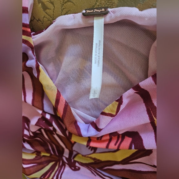 NWOT Free People Avenue mesh tank top pink/multicolor - Picture 3 of 12